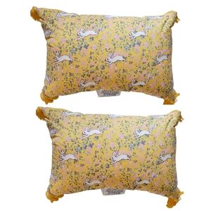 Threshold Bunny Easter Throw Pillows Yellow Embroidery Home Décor 20x14 Set Of 2